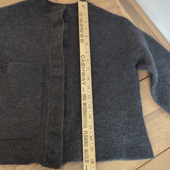 COS Grey Wool Blend Boiled Wool Cropped Sweater Jacket Stand Collar - Picture 7 of 13